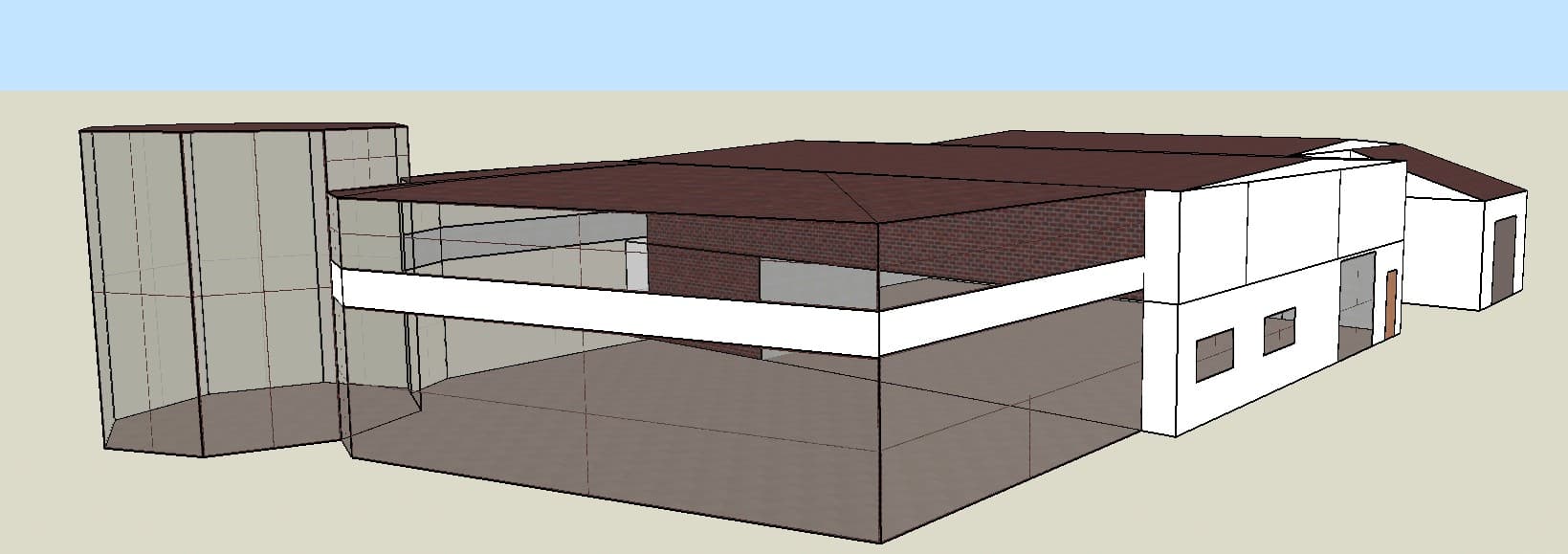 3D building model of a Cazoo commercial showroom with glazed entrance